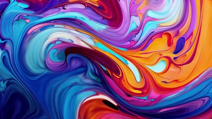 Leinwandbilder - Colorful abstract liquid art showcasing vibrant swirls and dynamic movement in a stunning 4k display for creative inspiration and design use