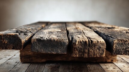 Aufkleber - The image depicts a front view of an empty dark brown wooden table against a transparent background, functioning as a blank wood table mockup created using Ai
