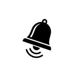 Poster - Black notification bell icon vector image alert reminder alarm symbol graphic sign ringing sound silhouette