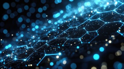 Aufkleber - Abstract digital network design with glowing lines and points.