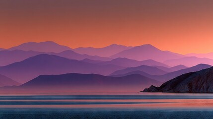 Wall Mural - a photo featuring a grand lake with majestic mountains reflected in its waters, set against a fiery 