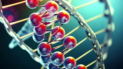 Aufkleber - Explore the wonders of DNA structure in vibrant 4k detail showing the double helix with molecular bonds and glowing colors representing genetic information