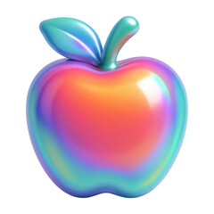 Wall Mural - png vibrant iridescent apple illustration.
