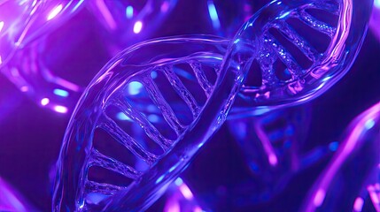 Aufkleber - Close-up view of a vibrant, detailed DNA double helix.