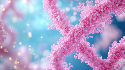 Aufkleber - Pink molecular structures in a soft focus background.
