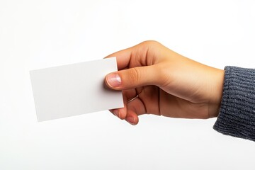 Aufkleber - Hand holds blank business card with plain background in a minimalistic setting ideal for mockup or design