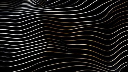 Abstract Wave Pattern  Elegant Black and White Lines on Dark Background