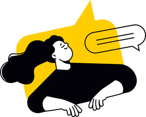 Poster - Illustration woman communication speech bubble talking message conversation discussion person speaking idea design vector art illustration
