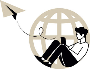 Aufkleber - Globalization communication network connection worldwide business technology travel concept design vector art illustration