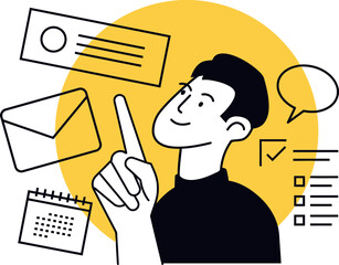 Poster - Illustration business idea concept strategy planning marketing solution thinking man success design art vector art illustration