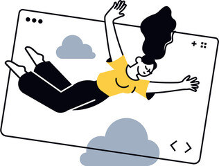 Fototapete - woman cloud sky falling illustration design art graphic cartoon vector person female abstract backgr