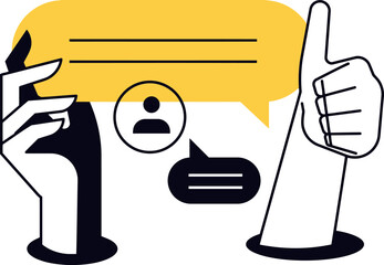 Fototapete - communication feedback like hand message bubble comment conversation social media network online cha