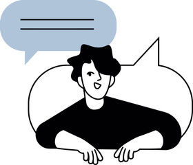Poster - Illustration communication dialogue conversation speech bubble person talking chat message discuss vector art illustration