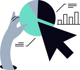 Poster - Diagram pie chart data analysis statistics business information finance report hand cursor presentation vector art illustration