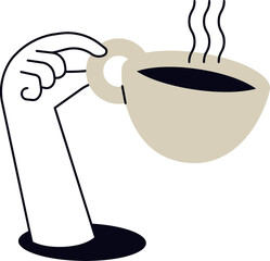 Poster - Hand holding coffee cup drink beverage caffeine morning hot tea vector illustration graphic design art vector art illustration