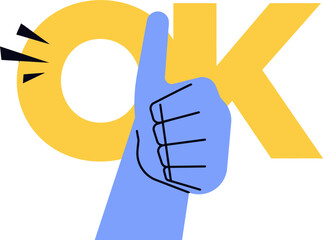 Poster - Ok hand gesture illustration vector graphic design approval success agreement icon good job sign 100 percent vector art illustration