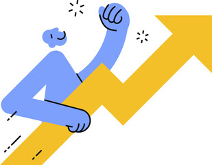 Poster - Illustration of business growth success with arrow and character for financial achievement concept vector art illustration