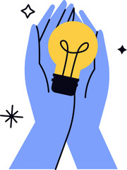 Poster - Idea lightbulb hands innovation creative inspiration concept solution startup business technology design 100 vector art illustration