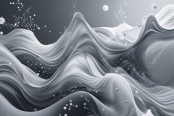 Poster - futuristic grey and white abstract background with flowing particles for modern technology design