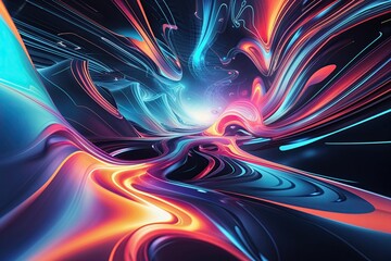 Poster - Futuristic Conceptual Abstract Technology Motif with Dynamic Colours and Flowing Patterns