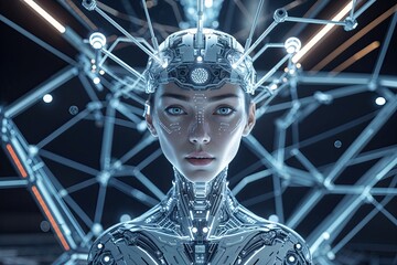 Poster - Futuristic Sci-Fi Network Blueprint Design for Modern Technology Connectivity