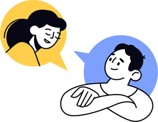 Poster - Illustration of people talking in speech bubbles for communication and conversation design concept art vector art illustration