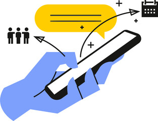 Poster - Illustration of mobile phone communication app for social media messaging and online networking concept vector art illustration