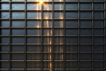 Poster - Dark Metallic Grid Design with Radiant Highlights and Textured Background