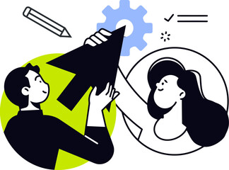 Poster - Teamwork collaboration illustration concept of business strategy and development process together idea vector art illustration