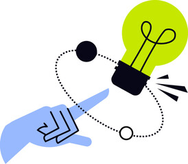 Poster - Illustration of hand pointing to lightbulb concept for ideas creativity and innovation vector graphic design vector art illustration