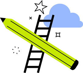 Poster - Illustration of a pencil drawing a cloud with a gear for design and creative projects online 100 vector art illustration