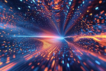 Poster - Futuristic Particle Pulse: Engaging Digital Texture with Gradient Wave Formation