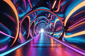 Poster - Dreamlike Abstract Tech-Inspired Background with Dynamic Colours and Curvature