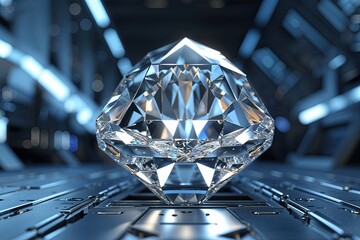 Poster - Celestial Silver Diamond Connection in a Modern Tech Background