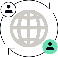 Poster - Globe network connection internet worldwide web global communication technology user online social vector art illustration