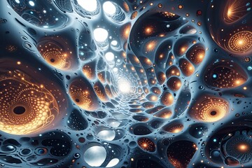 Poster - Surreal Fractal Realms: Futuristic Digital Expanse and Otherworldly Perspectives