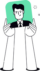 Poster - Illustration man business hands holding cartoon vector graphic design art concept drawing image vector art illustration