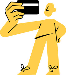 Poster - Yellow figure holding rectangle illustration art design graphic character concept abstract modern creative vector art illustration