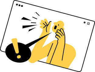 Poster - Yellow illustration communication phone call hands exclamation point attention warning alert notice 100 vector art illustration