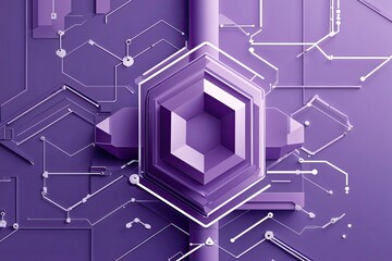 Poster - Soft Purple Background Featuring Geometric Technology and Connectivity Visuals