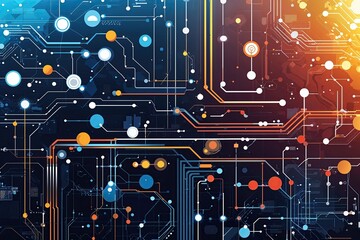 Poster - Unique Abstract Connectivity Vector Backdrop for Technology and Business