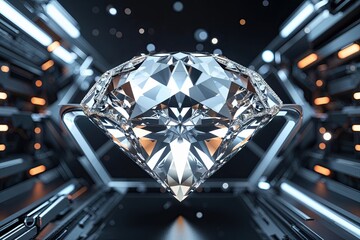 Poster - Modern Technology Meets Celestial Silver Diamond Aesthetic