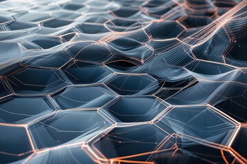 Poster - Stunning Hexagonal Overlap with Dynamic Digital Lines and Cutting Edge Network Design