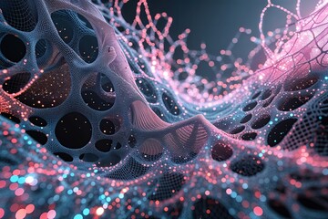 Poster - Innovative Digital Design with Surreal Mesh Technology Abstract Particle Imagery