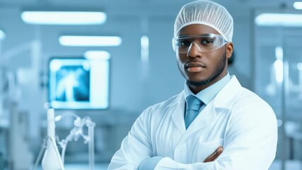 Poster - Professional African-American Scientist in Laboratory with Medical Equipment and Technology for Research Purposes