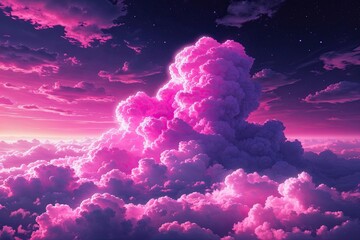 Poster - Vibrant Surreal Magenta Cloud Background for Modern Tech Concept Illustration