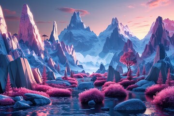 Poster - Innovative Technology-Driven Abstract Landscape Designs for Digital Backgrounds and Graphic Use