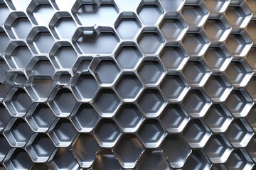 Poster - Metallic Silver Illuminated Honeycomb Aluminum Background for Modern Design