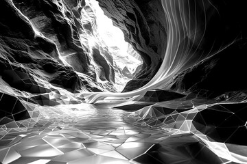 Poster - Visionary Abstract Background with Flowing Stream and Geometric Texture for Innovative Technology Concept