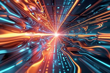 Poster - Futuristic Abstract Technology Design with Vibrant Colors and Fluid Patterns